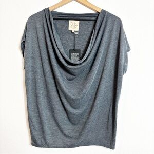 CHASER CAP SLEEVED COWL NECK TOP DARK BLUE GREYISH SIZE MEDIUM BRAND NEW